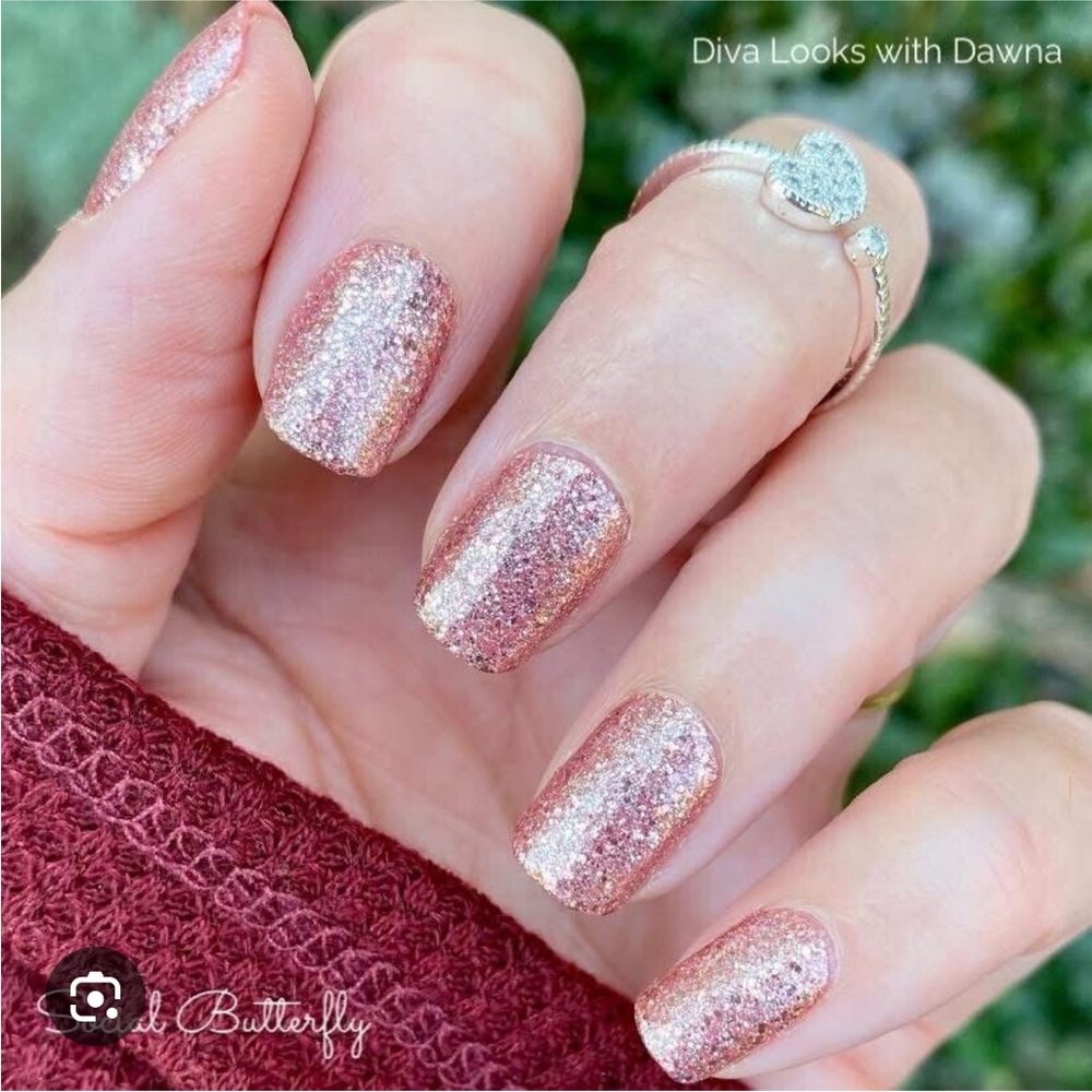 *Retired* Color Street: Social Butterfly | Rose Gold Glitter Pink Metallic Party - Picture 11 of 16